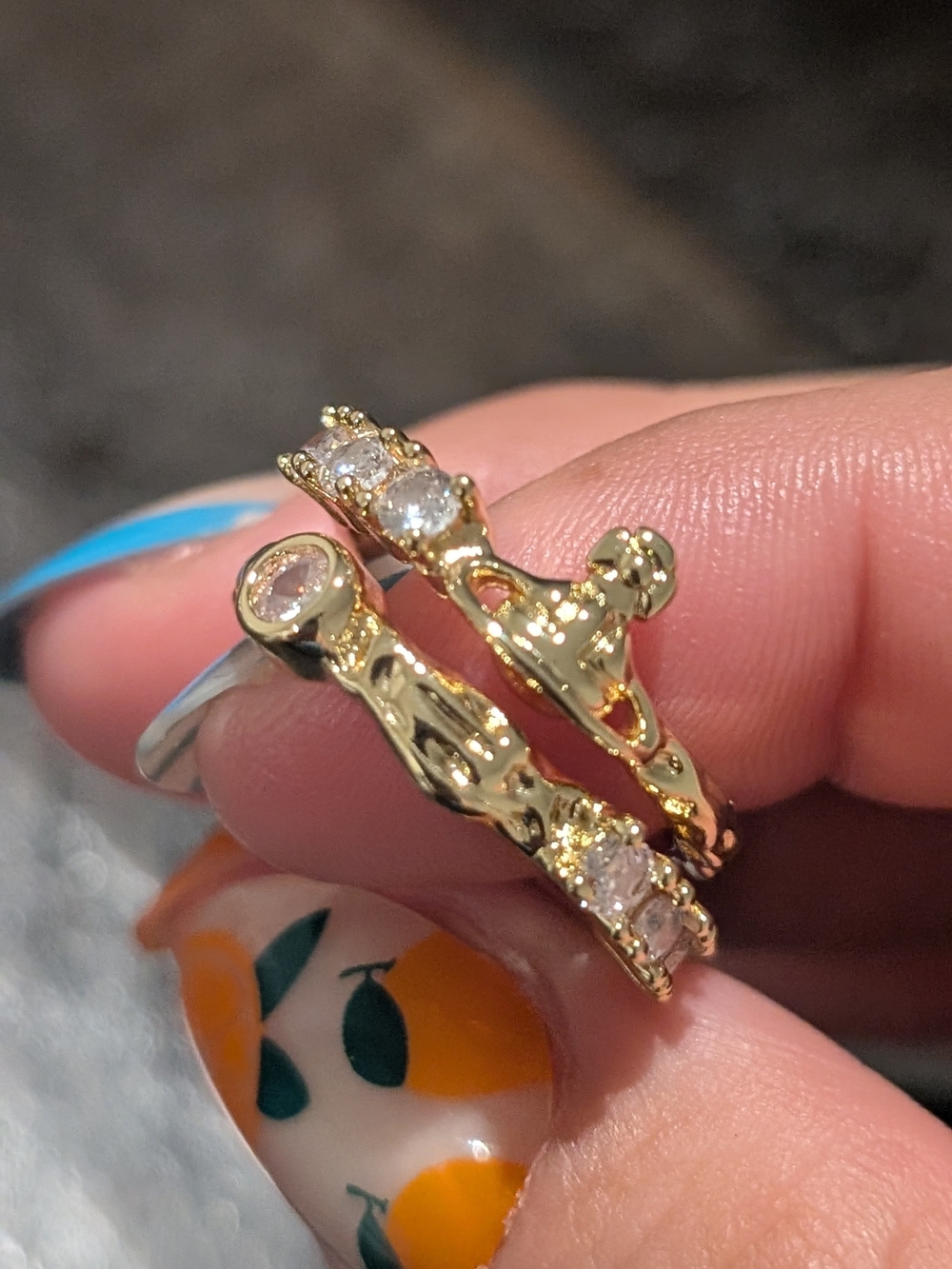 Fashion Unique Gold Crystal Open Band Ring - Picture 8 of 12
